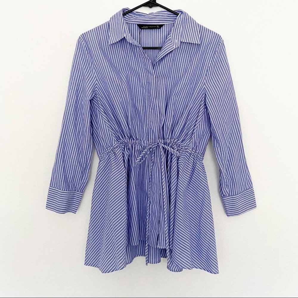SOLD ZARA WOMAN Pinstripe Button Down Top Size M - Picture 11 of 11